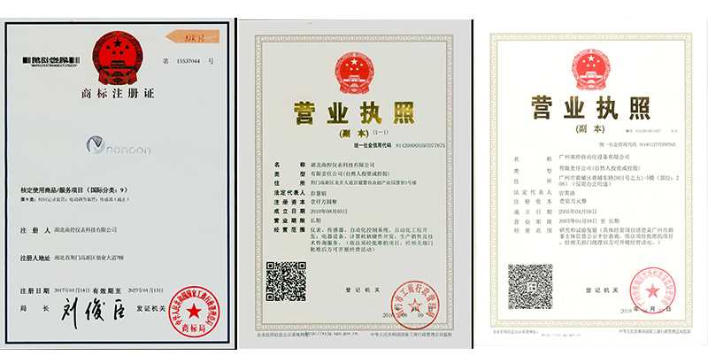 Trademark registration certificate and business license